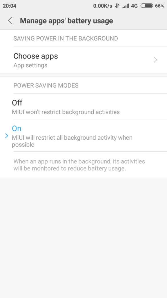 Manage apps battery usage