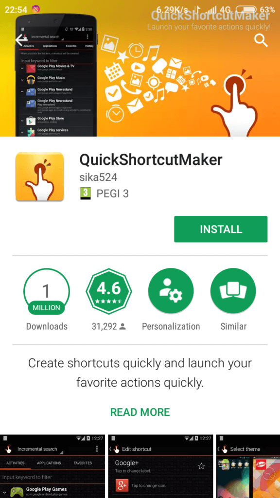 Quick Shortcut Maker App