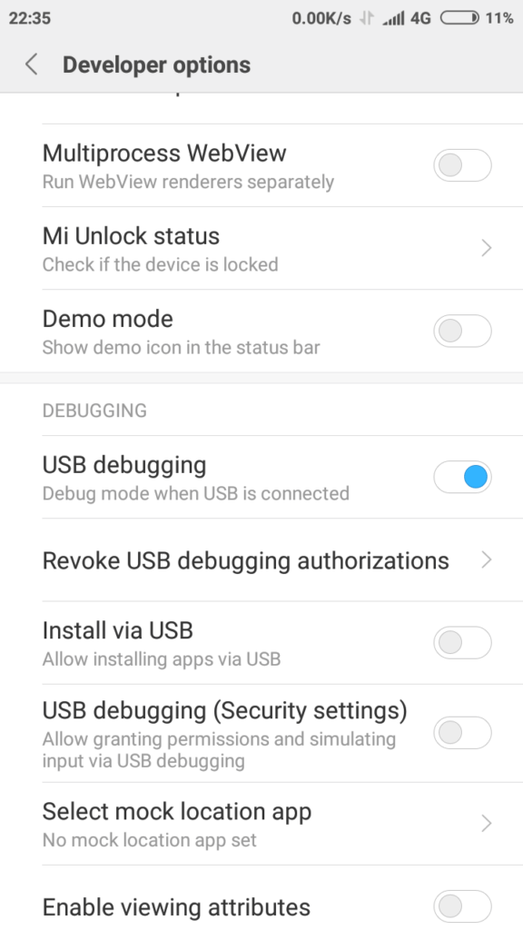 How to enable USB Debugging