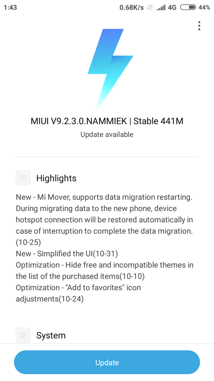 MIUI ROM update for Redmi 4X