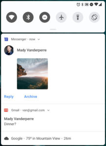Android Pie message notifications image thumbnails